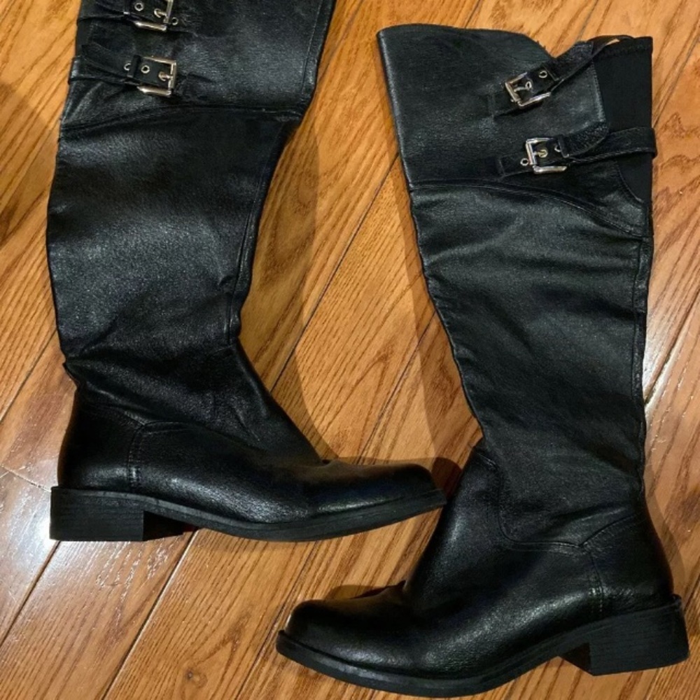 STEVE MADDEN Knee boots Black Leather Riding tall